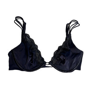 Victorias Secret Bra 34C Black Underwire Very Sexy Lace Trim NEW NWT